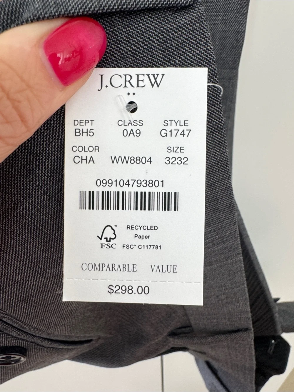 J. Crew Charcoal Dress Pants